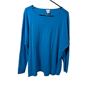 Chico's Tunic Lightweight Sweater Blue Women's Size Large 2 Shirt Blouse Casual